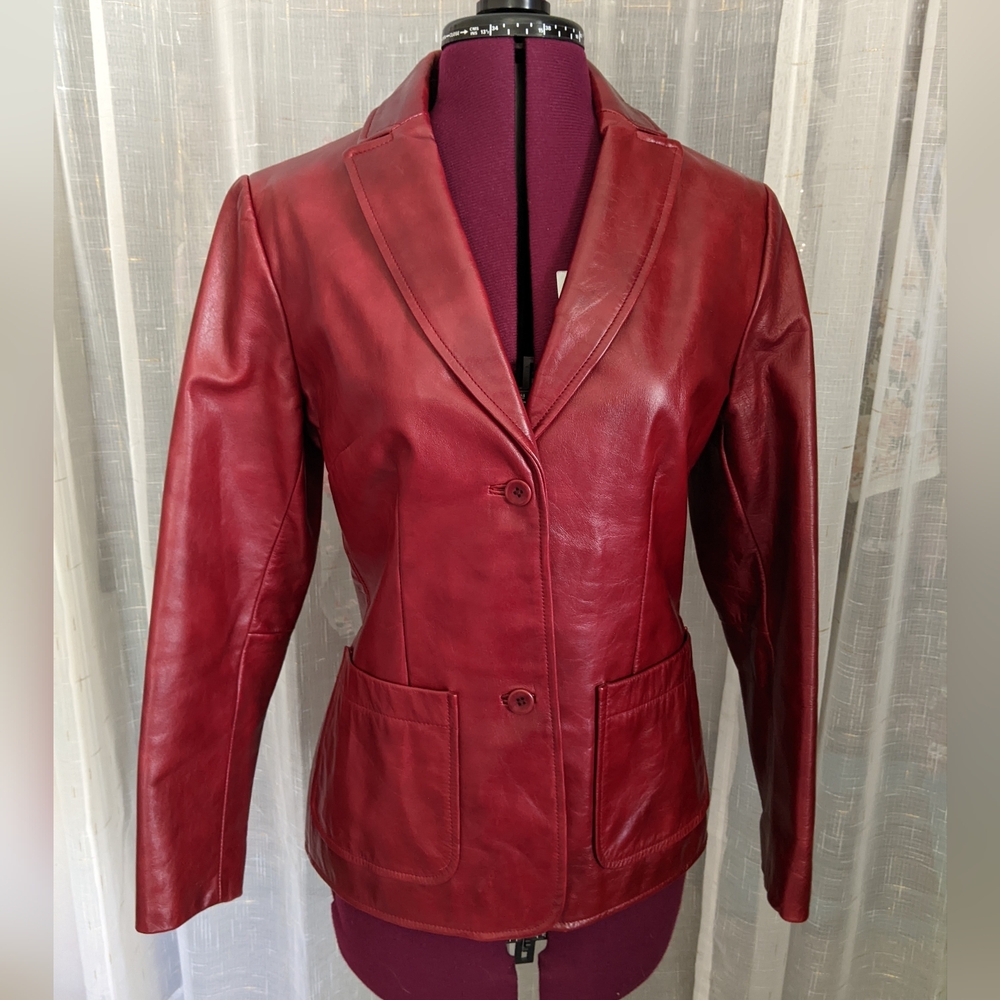 Red leather blazer by Gap